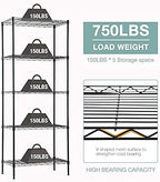 PayLessHere | 5-Tier Wire Shelf | 24"x14"x60" | Black | Adjustable Racks | Heavy-Duty Storage Shelves, Holds Upto 750 lbs | Rust-Resistant, No-Tool Assembly | for Home, Garage Shelving