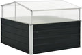 Medium Greenhouse 39.4 x 39.4 x 30.3 in Anthracite Galvanized Steel Frame with Polycarbonate Panels for Outdoor Garden Patio Balcony