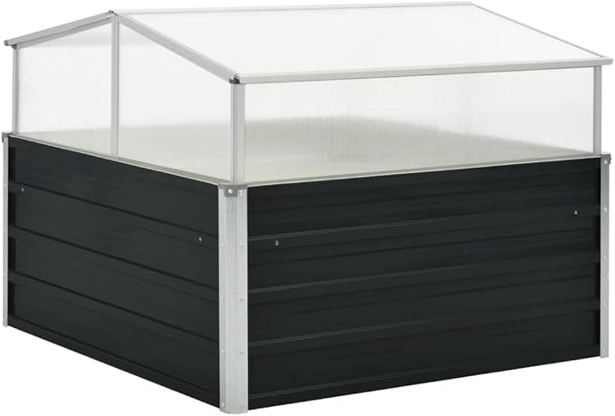 Medium Greenhouse 39.4 x 39.4 x 30.3 in Anthracite Galvanized Steel Frame with Polycarbonate Panels for Outdoor Garden Patio Balcony