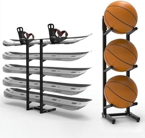 Snowboard Storage Rack,Floor-Standing ski Storage Rack, Home Gym Storage Rack, Sample Board Display Rack, Exercise mat Storage Rack (Black 35x25x136 cm/14x10x54 in)