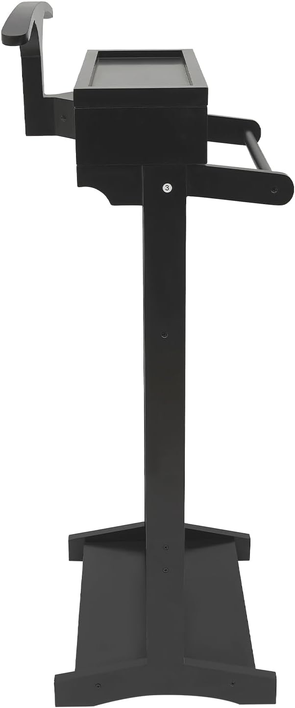 Valet Stand for Man, Suit Clothes Wood Stands, Wooden Coat Hanger Rack with Top Tray, Clothing Rack Organizer with Shoe Rack & Lidded Storage, Freestanding Belt Holder Mens Valet Stand (Black)