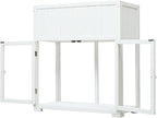 Patio 35.4''x17.7''x37.4'' Mini Wood Cold Frame, Compact 2 Doors Garden Greenhouse with Wheels, Raised Bed with Liner for Indoor Outdoor Use, White