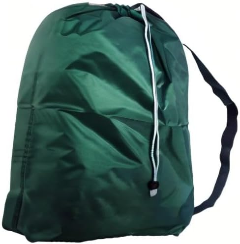 Laundry Bag with Strap for Travel, Drawstring, Lock Closure, Grommets, Color: Green, Small Size: 22x28
