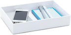 Poppin Stackable Medium Accessory Tray - Modular Lacquer Desk Trays for Office Organization, Color-Coordinated Office Supplies for Desk, Paper Trays (White, Medium Accessory)