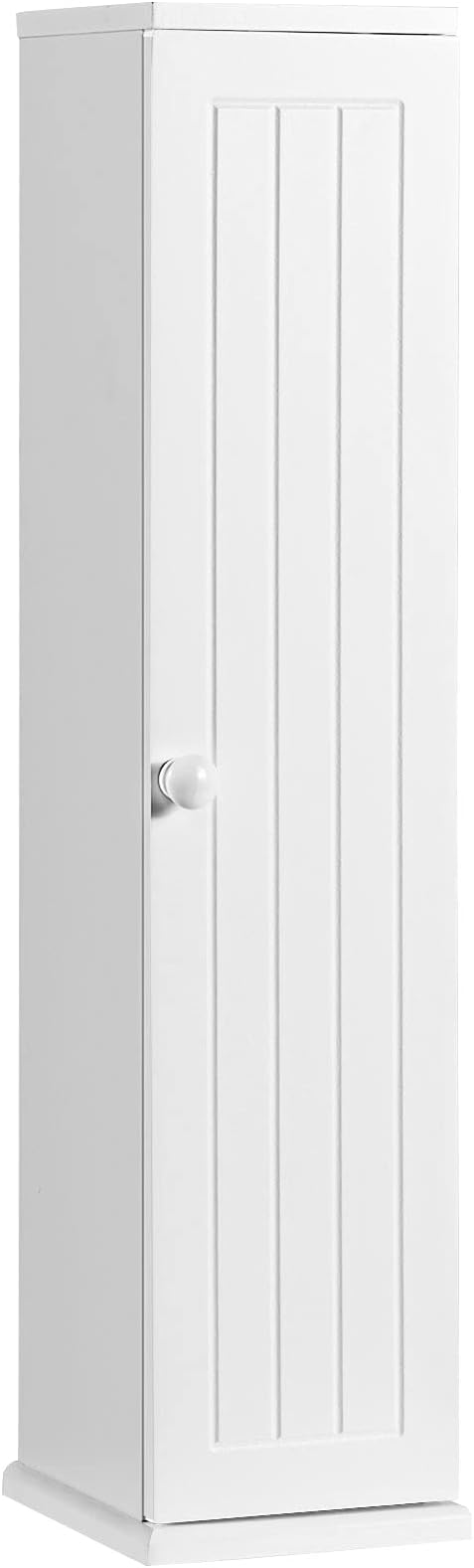HOMGX Slim Bathroom Storage Cabinet, Freestanding Cabinet with Detachable Shelves & Top Slot, Toilet Paper Storage Holder for Small Spaces, Bathroom, Living Room, White