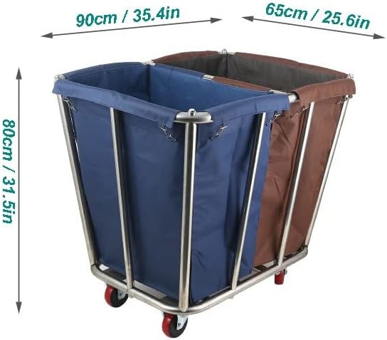 Easyars Large Laundry Cart Sorter, 2 Bag Laundry Hamper with Wheels Heavy Duty Rolling Trolleys, Industrial Laundry Rooms Organizer Cart for Linen Clothes Storage (Size : 10 Tube Tapered)