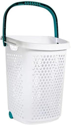 Plastic Rolling Laundry Basket with Pop-Up Handle & Wheels – 70.52 Liter (2 Bushel) Capacity, Ventilated Design, Easy to Clean, For Home & Laundry Room