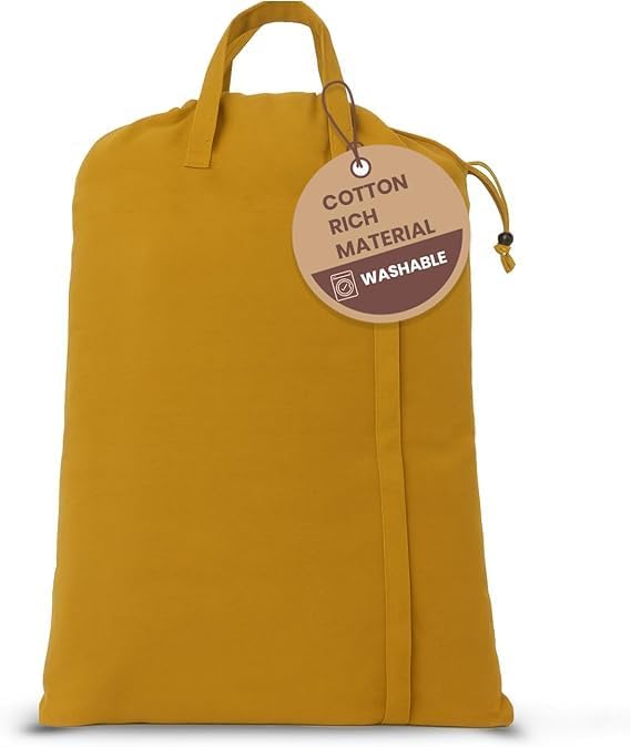 LFH Home Large Premium Cotton Canvas Laundry Bag with Drawstring and Handles Heavy Duty, Multi-Use, and Washable for Home, Travel, College or Storage 28x36 (Pack of 6)-Yellow