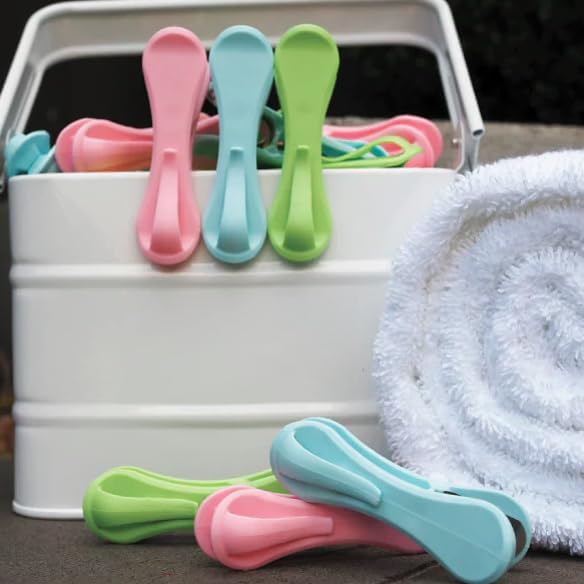 The Smartest Heavy Duty Clothespins with Hooks (42 Pack Pastel Pink, Blue, Green) - Hang 3 Garments at Once with Our Tough, Dual Hooks Clothes Pins with Anti-Rust Spring - Tough, Colorful Clothespins