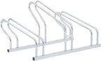 BOWERY HILL Freestanding 3-Bike Rack, Galvanized Steel, Silver Finish, 28.9 x 16.1 x 16.5 in, Space-Saving High-Low Design, Indoor/Outdoor Use, Stable Parking Stand for Garage, Warehouse, School