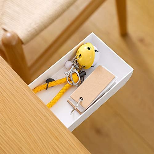 Under Table Drawer, Hidden Self-Adhesive Pencil Tray Drawer,Under Desk Holder Storage Box, Stationery Pencil Storage Drawer Organizer for Office/School/Kitchen (1 Pack White)