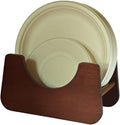 Paper Plate Dispenser，Wood Foam Plate Storage Organizer for 7-10 inch Disposable Plate,Paper Plate Holder for Kitchen Countertop or Outdoor Use (Natural)