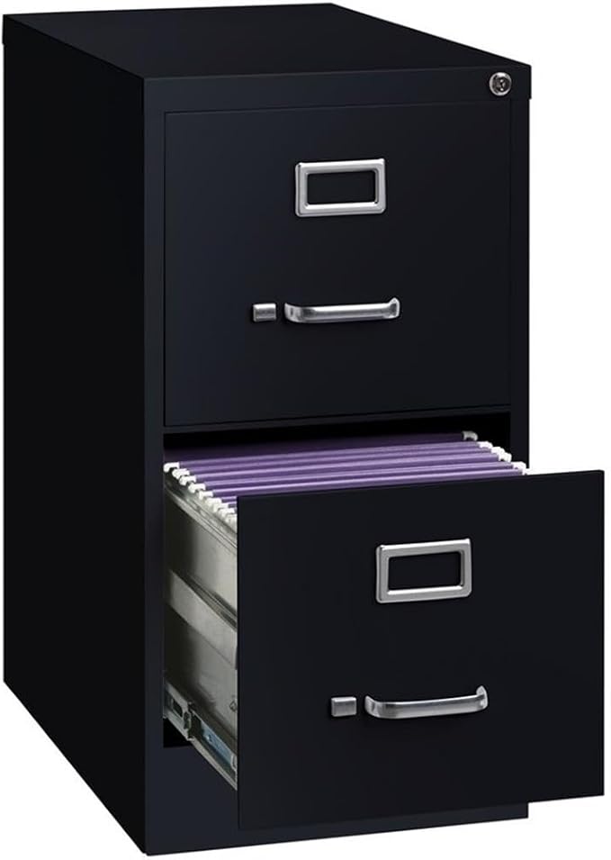 Lorell LLR42291 2-Drawer Vertical File, 15" x 22" x 28, Black