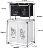 Laundry Hamper with Removable Bags, Freestanding Laundry Sorter Organizer, Basket for Bedroom, Bathroom & Dorm, Portable Storage Baskets for Kitchens, Bathrooms
