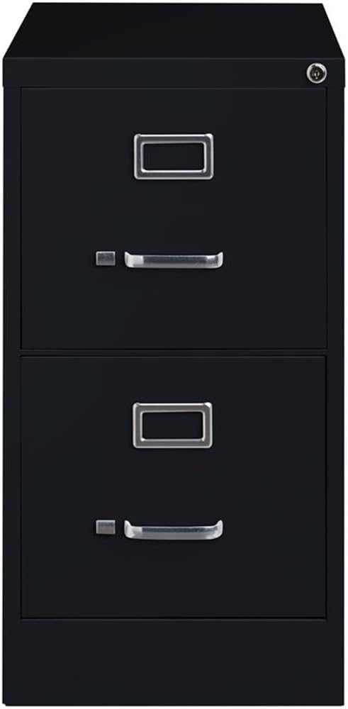 Pemberly Row 2 Drawers 28.38" Vertical Black Metal Filing Cabinet Lockable Pre-Assembled Stationary Letter Size for Home, Office