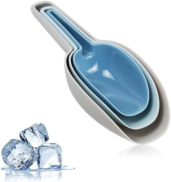 Set of 3 Ice Scoop, Plastic Kitchen Ice Scoop for Canisters or Ice Maker, Food Scoops for Canisters, Freezer, Flour, Dry Foods, Coffee Beans, Pop Corn, Pet Dog Cat Food (Mix I)