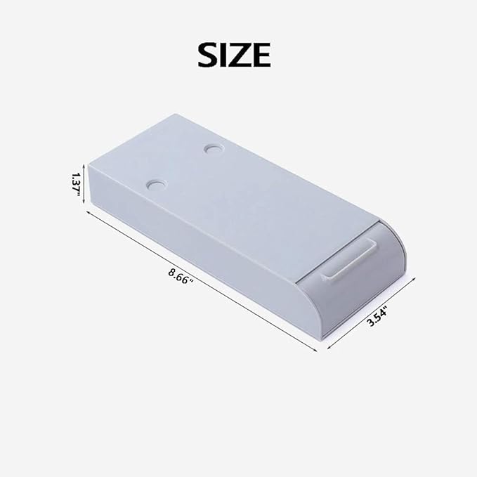 Under Table Drawer, Hidden Self-Adhesive Pencil Tray Drawer,Under Desk Holder Storage Box, Stationery Pencil Storage Drawer Organizer for Office/School/Kitchen (1 Pack Grey)