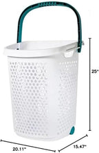 Plastic Rolling Laundry Basket with Pop-Up Handle & Wheels – 70.52 Liter (2 Bushel) Capacity, Ventilated Design, Easy to Clean, For Home & Laundry Room