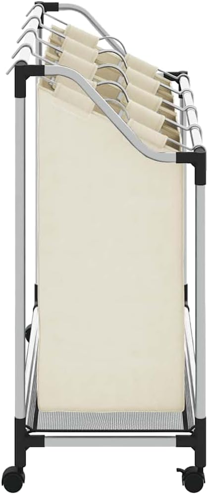 Laundry Sorter with 4 Bags Cream Steel Frame, Heavy-Duty Rolling Cart with Removable Sorting Bags and Casters for Easy Transport, Durable Organizer for Laundry Room or Closet
