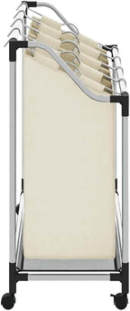 Laundry Sorter with 4 Bags Cream Steel Frame, Heavy-Duty Rolling Cart with Removable Sorting Bags and Casters for Easy Transport, Durable Organizer for Laundry Room or Closet