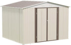 Heavy-Duty Outdoor Garden Shed with Aluminum Alloy Frame, Hinged Door, and Stable Foundation for Secure Storage (10x8 Feet White Garden Shed)