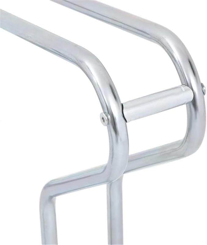 BOWERY HILL Freestanding 3-Bike Rack, Galvanized Steel, Silver Finish, 28.9 x 16.1 x 16.5 in, Space-Saving High-Low Design, Indoor/Outdoor Use, Stable Parking Stand for Garage, Warehouse, School