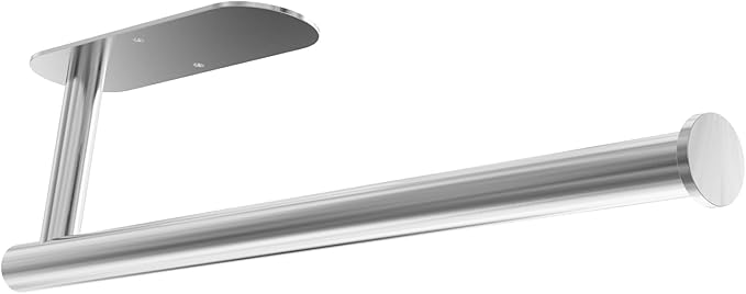 YeeBeny Silver Paper Towel Holder Kitchen Roll Holder, Paper Towel Holder - Self Adhesive or Drilling, Under Cabinet Paper Towel Rack, Wall Mounted Paper Towel(Silver)