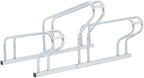 BOWERY HILL Freestanding 3-Bike Rack, Galvanized Steel, Silver Finish, 28.9 x 16.1 x 16.5 in, Space-Saving High-Low Design, Indoor/Outdoor Use, Stable Parking Stand for Garage, Warehouse, School