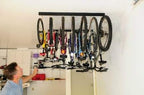 50" Adjustable Overhead Garage Ceiling Storage Track/Bike Rack With Hooks that Slide and Rotate, 50 Lbs. per Hook.