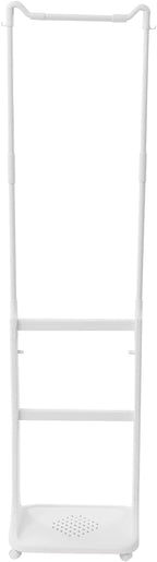 TFCFL Rolling Laundry Sorter, 2 Layers Laundry Basket Clothes Storage Cart with Hanging Bar, Storage Organizer Kitchen Shelf Fruit Stand with Rack for Household Bathroom Kitchen Bedroom (White)