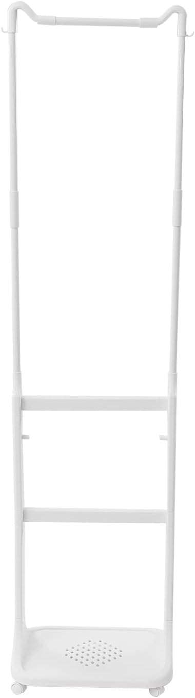 TFCFL Rolling Laundry Sorter, 2 Layers Laundry Basket Clothes Storage Cart with Hanging Bar, Storage Organizer Kitchen Shelf Fruit Stand with Rack for Household Bathroom Kitchen Bedroom (White)