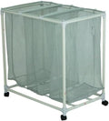 3-Bag Rolling Laundry Sorter Cart, Soft Silver Mesh Hamper with Removable Bags & Wheels for Bedroom, Bathroom, Closet Organization & Storage