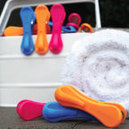 The Smartest Heavy Duty Clothespins with Hooks (24 Pack Orange, Pink, Blue) - Hang 3 Garments at Once with Our Tough, Dual Hooks Clothes Pins with Anti-Rust Spring - Tough, Colorful Clothespins