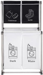 Laundry Hamper with Removable Bags, Freestanding Laundry Sorter Organizer, Basket for Bedroom, Bathroom & Dorm, Portable Storage Baskets for Kitchens, Bathrooms
