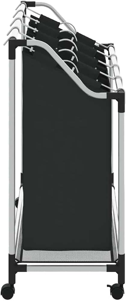 Laundry Sorter with 4 Bags Black Gray, Heavy Duty Steel Frame Rolling Hamper with Removable Full-Size Sorting Bags and Casters for Laundry Room Organization