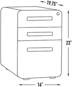 Laura Davidson Furniture Stockpile 3 Drawer File Cabinet with Lock - Under Office Desk Metal Filing Cabinet, Legal/Letter File Folders, Wheels and Stationary Feet, Pre-Assembled, Orange Faceplate