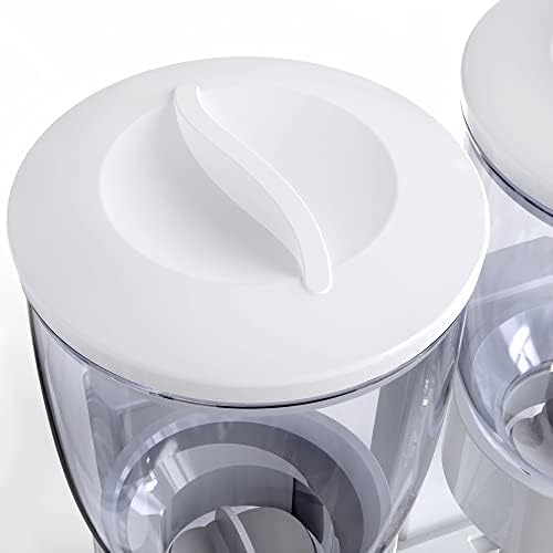 Dual Food Dispenser - Dry Food Dispenser Perfect As A Candy, Nuts, Rice, Granola, Cereal & more Dispenser. Dispenses 1 Ounce Per Twist! Stores Food, and Keeps Your Food fresh (White)