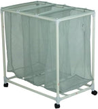 3 Bag Mesh Rolling Laundry Sorter Cart, Soft Silver –Detachable Net Bag, Tool-free Assembly