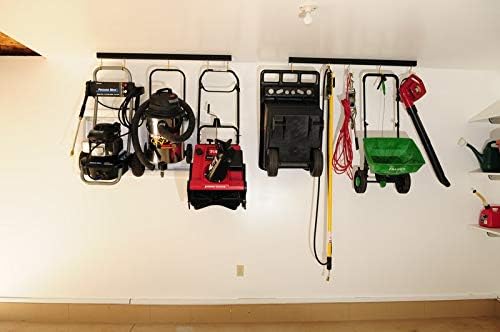 50" Adjustable Overhead Garage Ceiling Storage Track/Bike Rack With Hooks that Slide and Rotate, 50 Lbs. per Hook.