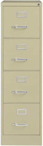 Pemberly Row 4 Drawers 52" Vertical Beige Metal Filing Cabinet Lockable Pre-Assembled Stationary Letter Size for Home, Office