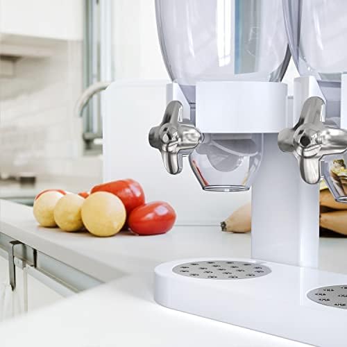 Dual Food Dispenser - Dry Food Dispenser Perfect As A Candy, Nuts, Rice, Granola, Cereal & more Dispenser. Dispenses 1 Ounce Per Twist! Stores Food, and Keeps Your Food fresh (White)