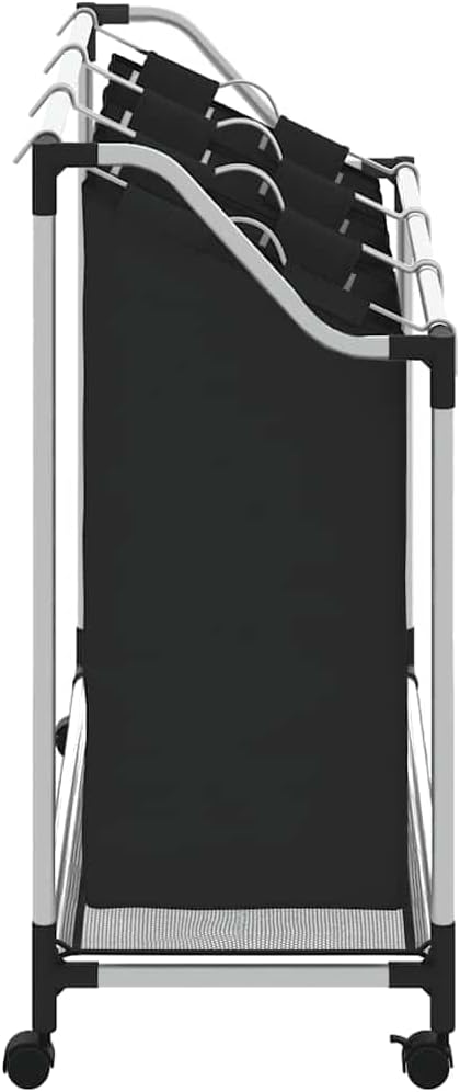 Laundry Sorter with 3 Bags Black Steel Frame, Heavy-Duty Rolling Cart with Removable Sorting Bags and Casters for Easy Transport and Organization in Laundry Room or Closet