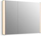 Kohler 81146-SLE-DA1 Maxstow Frameless Two-Door Medicine Cabinet Mirror with Lights, LED Light, Mirror Door & Staggered Shelves, Rectangular Frame, 32 in. W x 24 in. H