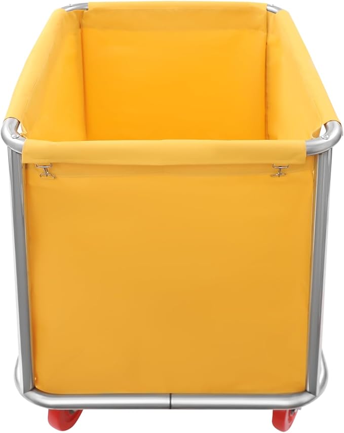 Commercial Laundry Cart with Wheels | Large Laundry Basket with Wheels | Laundry Hamper | Laundry Sorter for Clothes Storage | Ox Cloth | 260 lbs Load | 35.43x25.6x31.5in (Yellow)
