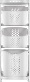 3-Tier Laundry Hamper Sorter, Rolling Laundry Hamper Storage Sorter, Stackable Laundry Cart Organizer and Storage for Kitchens, Bathrooms, Bedrooms, Laundry Rooms