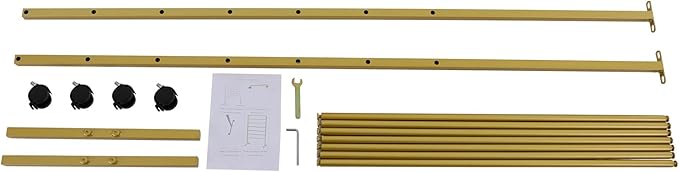 Scarf Organizer, 7-Tier Metal Scarf Display Stand with Wheels, Freestanding Scarf Display Rack, Retail Store Towel Rack, Ties Belt Pants Hanging Rack, for Boutique Display, Home (Gold-7 Rods)