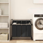 Laundry Sorter with 4 Bags Black Gray, Heavy Duty Steel Frame Rolling Hamper with Removable Full-Size Sorting Bags and Casters for Laundry Room Organization
