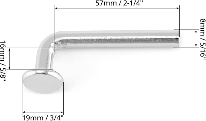 QWORK Universal Pallet Rack Safety Bolt - Heavy-Duty Drop Pins for Shelving Systems, 100 Pcs - Carbon Steel, 5/16" Diameter, 2-1/4" Length, J Bolt Design, M8x57mm
