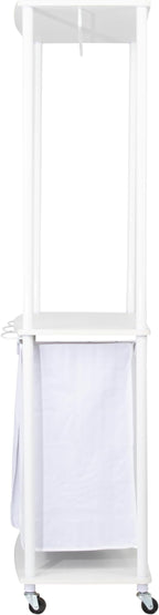 Household Essentials 3-Bag Laundry Center, Smooth Laminate Shelving, Sturdy Steel Frame, White