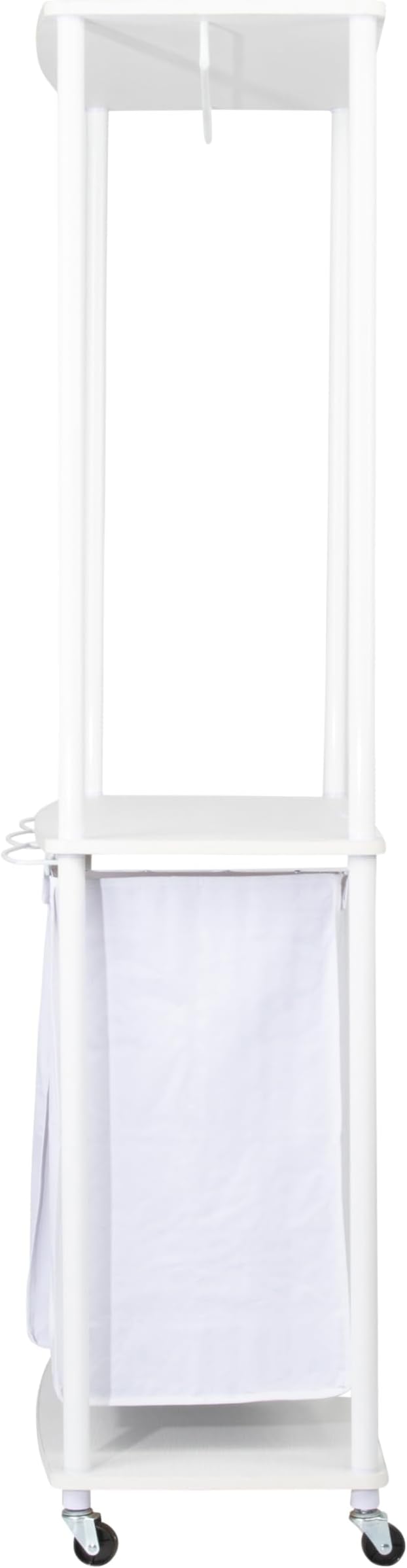 Household Essentials 3-Bag Laundry Center, Smooth Laminate Shelving, Sturdy Steel Frame, White